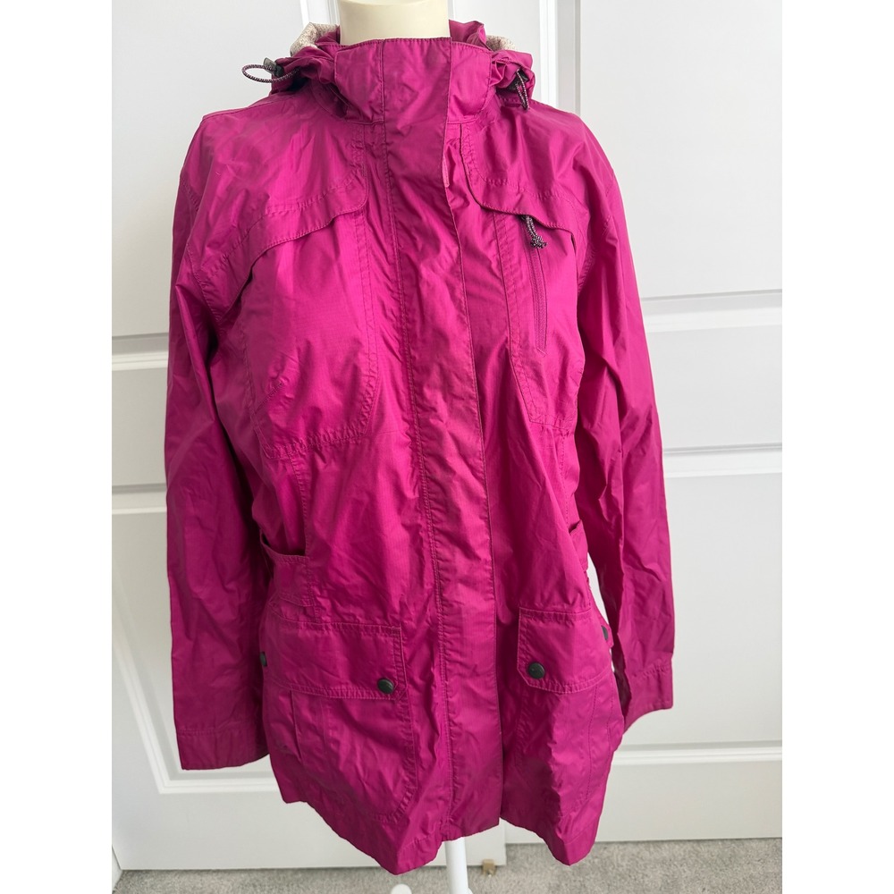 Eddie Bauer WeatherEdge Magenta Pink Hooded Rain Jacket Women Medium